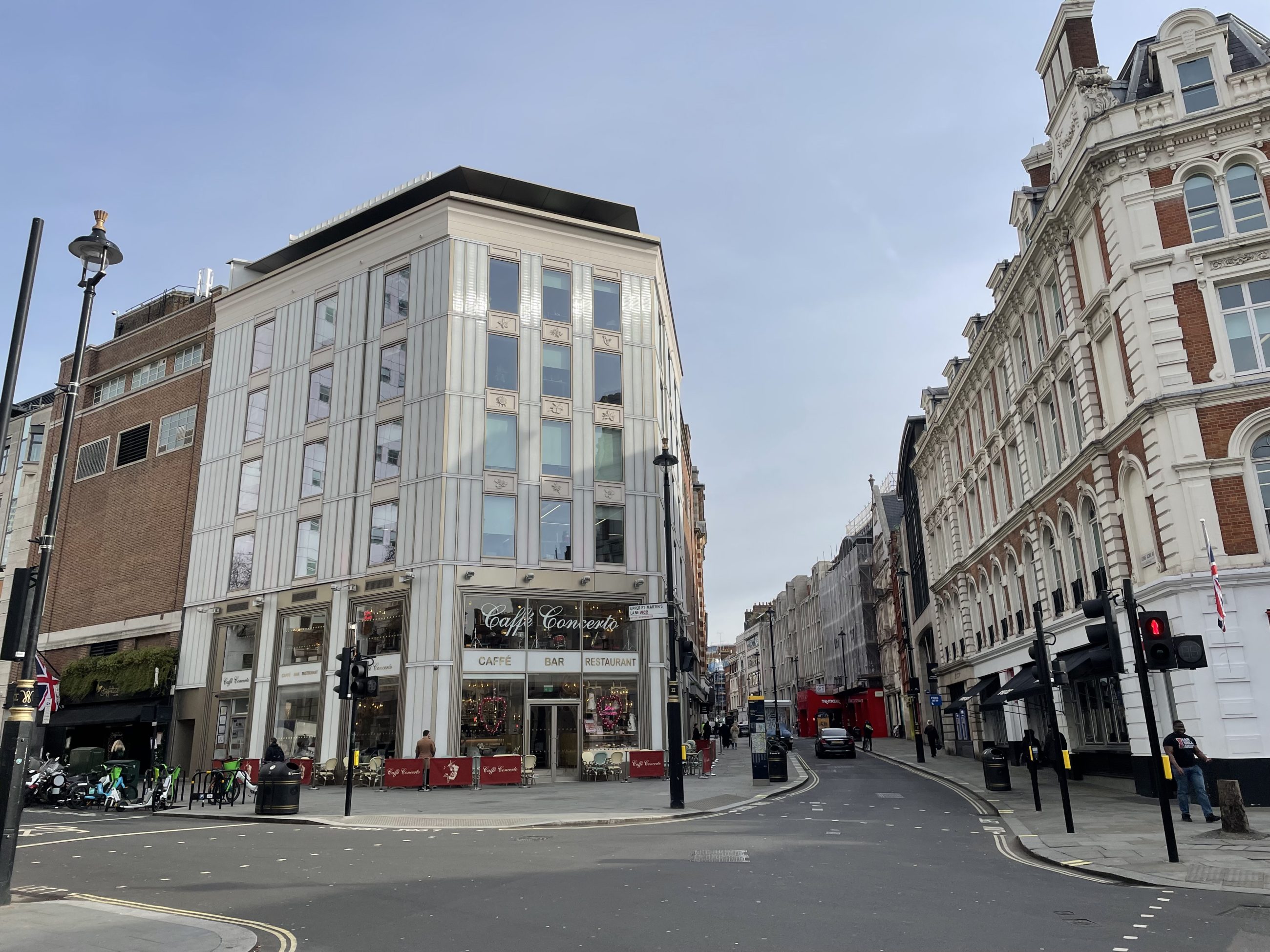View of street scene in the Covent Garden area of central London.