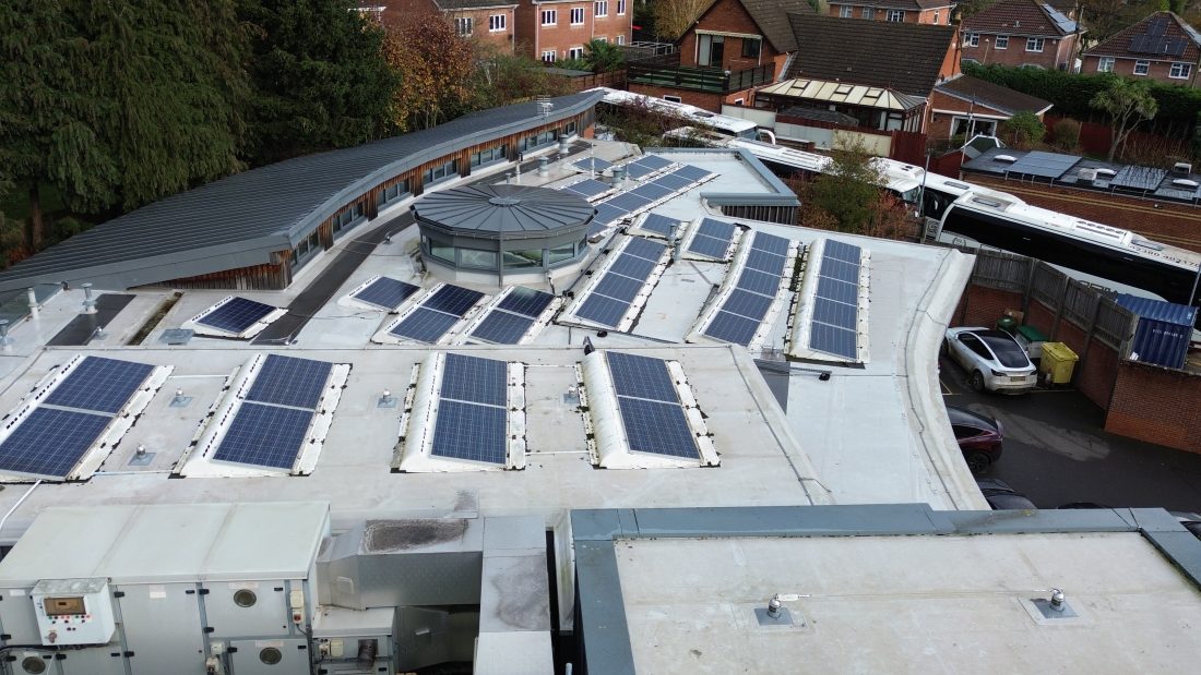 Flat roof of a commercial property taken from a drone survey.
