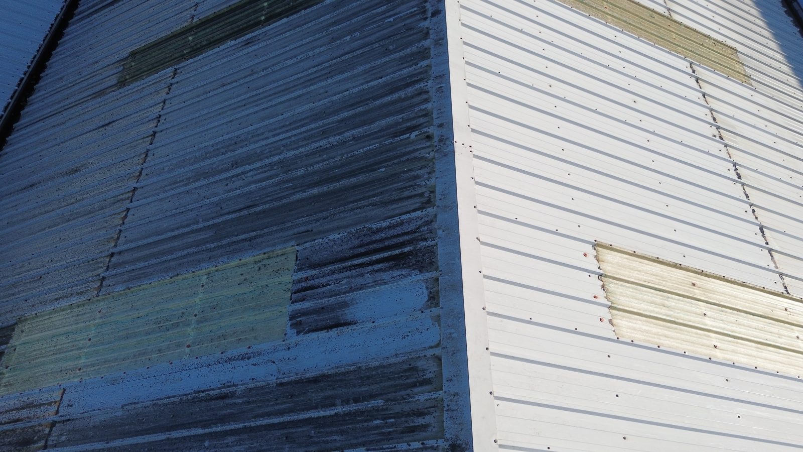 Image of an industrial pitched roof taken by a drone during a schedule of condition inspection.