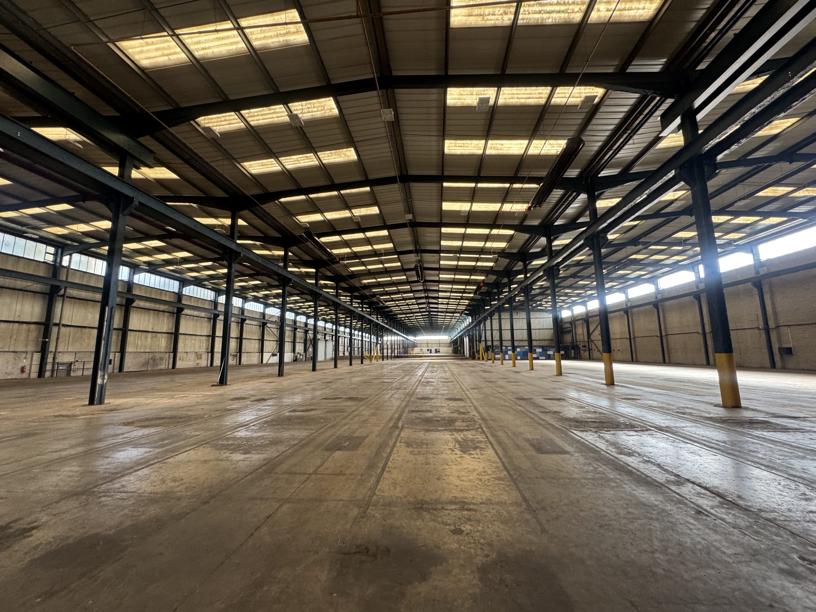 Inside of a large industrial warehouse in Basingstoke.